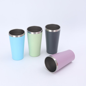 Stainless Steel Tumbler <b>Insulated</b> Travel <b>Mug</b> 16oz Portable Outdoor Cup Solid Color Tapered Design - Product Image 1