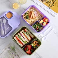 Boîte à bento en plastique à compartiments, pour étudiants et employés de bureau, compatible micro-ondes, pour salades et repas