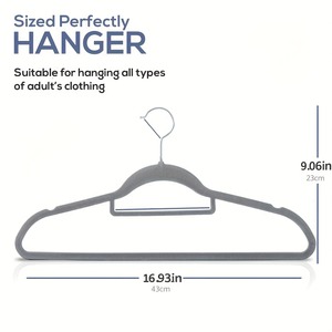 Slim Velvet Hangers Non Slip Plastic Coat Hangers for Wardrobe Space Saving Minimalist Design <b>Hook</b> Type Clothing Organizer - Product Image 2
