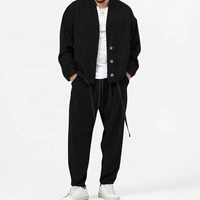 Mode hommes Cardigan vestes + pantalons ensembles de vêtements de sport hommes solide survêtement Sport costume survêtement décontracté hommes survêtements 5 couleurs