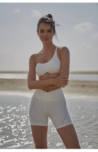 Conjunto Deportivo de Yoga para Hombre, Talla Grande, con Top Corto Sexy de un Solo Hombro y Leggings Cortos con Aberturas, para Correr, Hacer Ejercicio, Gimnasio y Fitness - Product Image 4