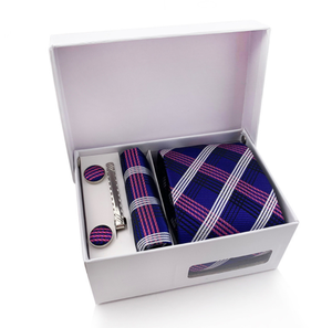 High Quality Necktie With <b>Gifts</b> <b>Box</b> Pocket Square Cufflinks Tie Clip Set for Wedding - Product Image 6