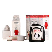 Termo Snoopys de Acero Inoxidable 316, Taza de Bebida de Triple Uso, Botella de Agua Portátil para Niños con Funda, Paquete de Regalo