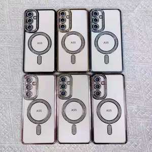 Venta caliente diamante magnético TPU brillante brillo claro teléfono caso para <span class=keywords><strong>Samsung</strong></span> A16 A06 A24 A34 A54 - Product Image 2