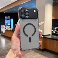 Coque de téléphone givrée antichoc pour iPhone 18 17 16 Pro Max avec anneau magnétique et protection d'objectif d'appareil photo, kit orange