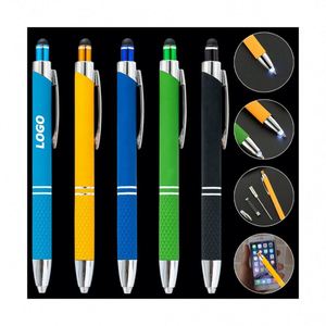 Stylo LED 3-en-1 avec pointe tactile - Stylos métalliques personnalisés pour cadeaux promotionnels - Product Image 1