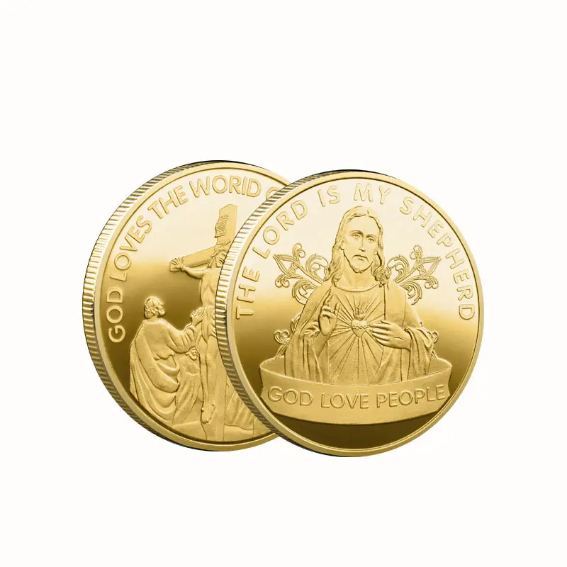 Pièces commémoratives en métal plaqué or et argent, nouvelle pièce commémorative en gros, foi religieuse, jésus et Christ