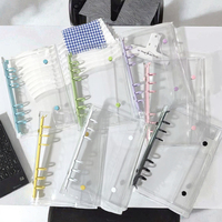 Protège-cahier transparent en PVC HONGEN A5/A6, couverture de rangement simple pour carnet de notes, 60 feuilles, spirale, cahier à feuilles mobiles A3