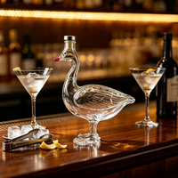 Bouteille à liqueur en verre dépoli transparent en forme de canard, en borosilicate de haute qualité, avec bouchon hermétique, pièce décorative pour bar à domicile