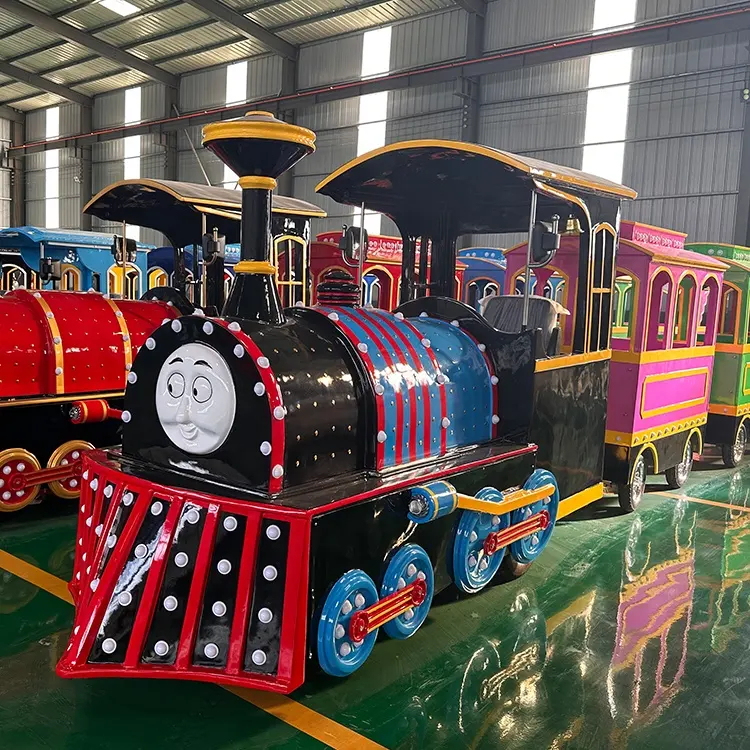 Precios baratos Atracción Parque de atracciones Juego de trenes eléctricos usados Paseos para niños en trenes sin rieles para niños para patio trasero