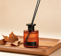 Diffuseur de parfum d'ambiance de luxe en verre ambré côtelé vertical, sans alcool, sans plomb, longue durée, pour aromathérapie, noir