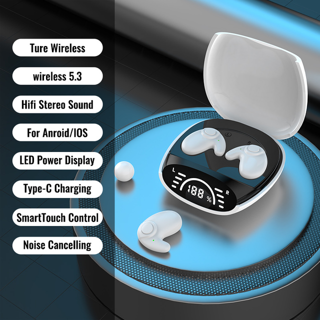 MD558 -D Invisible Sleep Wireless Earphone TWS BT Hidden Earbuds IPX4 Waterproof Noise Cancelling Sports Headphones