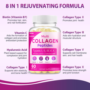 Péptidos de Colágeno de Marca Privada OEM, Productos de Belleza en Polvo Instantáneo para Mujeres, Tipo I, II, III, V, X, Biotina, Vitamina <span class=keywords><strong>C</strong></span>, Ácido Hialurónico - Product Image 3
