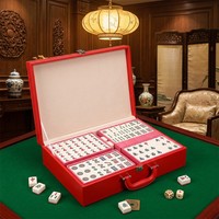 Boîte de mahjong américaine de luxe personnalisée avec 166 tuiles de mahjong vides pour le rangement. Boîte en cuir pour achat en gros.