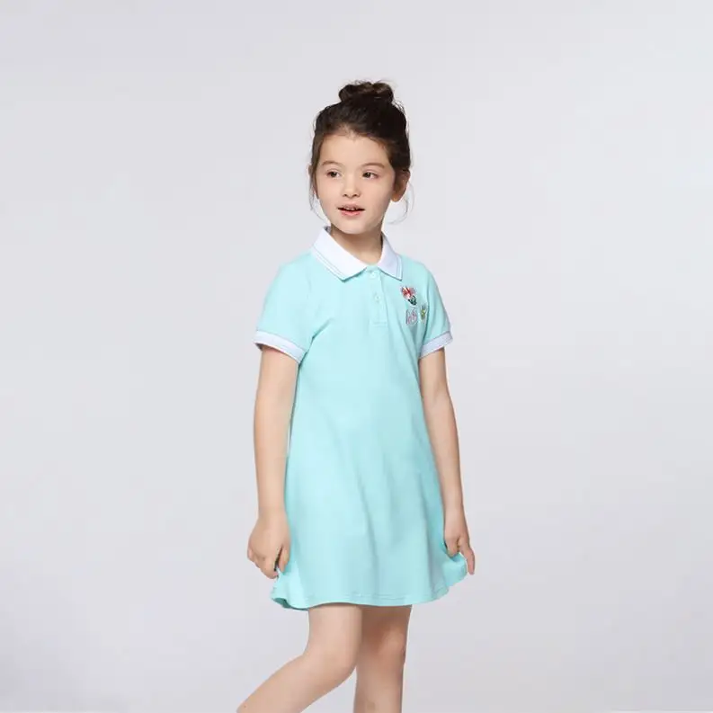 Fashion Children's Clothing Summer Short Sleeve Clothing Girl's Dress Embroidery Floral Kids Girls Dress Spring Summer Puppy