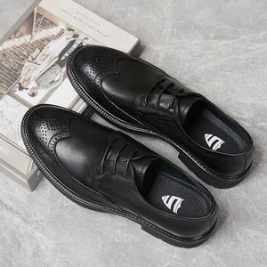Spring 2026 New Style Strappy Embroidered Business Men's Shoes with Low <b>Heels</b> - Comfortable Men's Office Shoes - Product Image 1