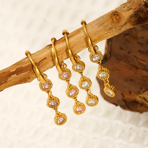 <span class=keywords><strong>Pendientes</strong></span> de joyería de acero inoxidable, borla de Color, inserción de moda Vintage, circón, acero inoxidable antialérgico, <span class=keywords><strong>pendientes</strong></span> de gota sin desvanecimiento - Product Image 3