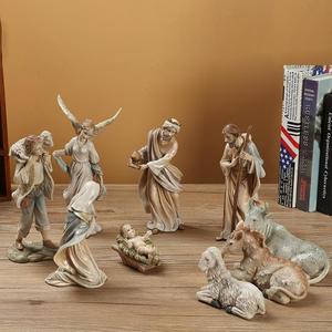 Figura religiosa de la santa familia, juego de natividad navideña - Product Image 2