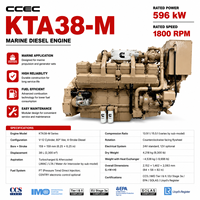 Motor Diésel Marino Original SCDC CCEC Cummin KTA38 Serie 800hp 1800RPM KTA38-M para Buque de Carga y Embarcación de Trabajo con CCS