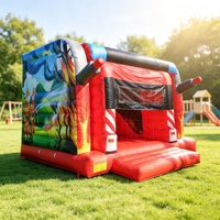 Château gonflable sur le thème des pompiers, structure gonflable pour enfants, station de pompiers gonflable pour location de fête
