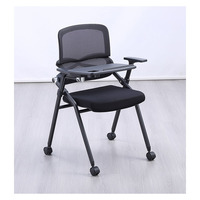 Chaise d'entraînement pliable en maille avec accoudoirs, tableau d'écriture, empilable, pour réunions, salles de classe, bureaux, études, ensemble de bureau, pas de montage requis
