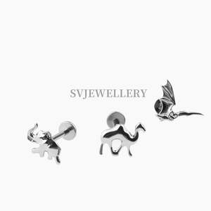 Moda Animal Piercing joyería <span class=keywords><strong>elefante</strong></span> internamente roscado labio Labret titanio cuerpo joyería pendientes al por mayor - Product Image 3