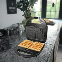Mini-grille-pain à gaufres 3-en-1, appareil de petit-déjeuner automatique, machine électrique à sandwichs et gaufres