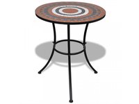 Table et chaises rondes en céramique terracotta/blanc avec structure en fer pour jardin/terrasse/balcon
