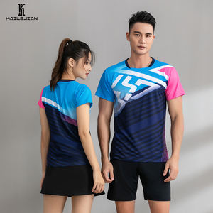 थोक त्वरित सूखी बैडमिंटन टी शर्ट महिलाओं पुरुष टेबल टेनिस शर्ट कस्टम sublimated खेलों टेनिस पिंग पोंग जर्सी - Product Image 2