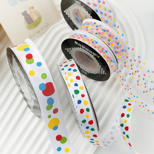 Nine-Colored Ribbon Polka Dot Satin Ribbon Birthday Cake Gift Wrapping Decorative Ribbon Children's Day Party Supply - Product Image 1