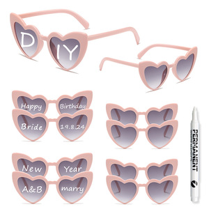 Bachelorette Party <strong>Sunglasses</strong> for Wedding Party Favors DIY Wedding Heart <strong>Sunglasses</strong> with Pen <strong>Personalised</strong> Heart Glasses - Product Image 4
