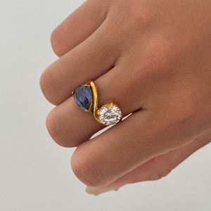 Aу Новый бохо фиолетовый циркон элегантный набор реквизитных колец для фотосъемки Dazan 2025 горячее 18k PVD Позолоченные ювелирные изделия из нержавеющей стали - Product Image 5