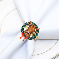 Boucle de serviette en métal motif cerf pour couronne de Noël, utilisée pour la décoration de table de fête dans les hôtels familiaux et les restaurants