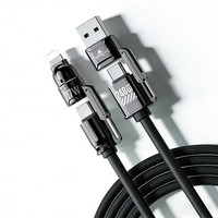 Câble USB Type C 4-en-1 240W à charge ultra-rapide et intégration de données, en silicone liquide et alliage de zinc, pour tablettes, iPhone, iPad et téléphones Android