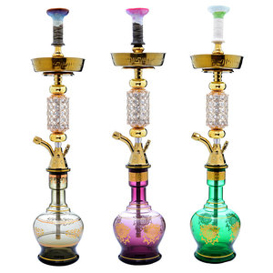 Chicha arabe moderne égyptienne en métal à un tuyau avec design miroir, bouteille plaquée or, ensemble complet dans un coffret cadeau par <span class=keywords><strong>Khalil</strong></span> <span class=keywords><strong>Mamoon</strong></span> - Product Image 1