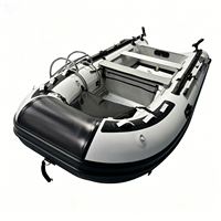 Bateau pneumatique de 12,5 pieds pour 6 personnes, pont en aluminium pour moteur hors-bord, Reachsea OEM ODM, couleur blanc et noir