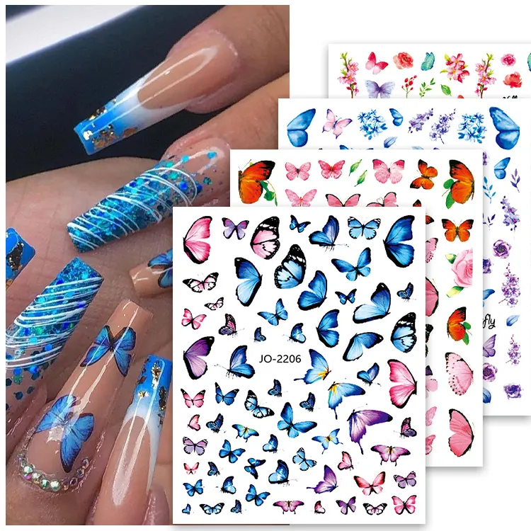 Professional Women Nails DIY Self Adhesive Butterfly Decals Nail Decoration Supplies Wholesale 3D Butterfly Nail Art Stickers