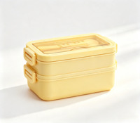 Boîte à bento en acier inoxydable à double couche, conteneur isotherme pour le déjeuner avec couverts, grande capacité, couvercle hermétique, boîte alimentaire portable