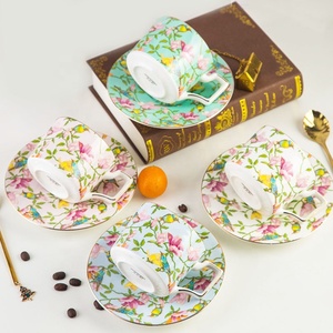High Quality Flower and Bird Decal Mug Bone China Cup and Saucer <b>Set</b> European Coffee <b>Tea</b> Cup - Product Image 1