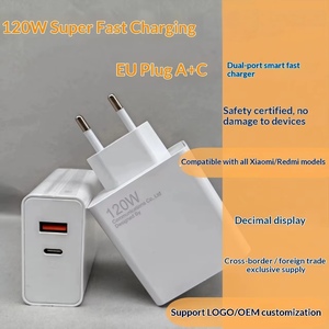Adattatore di Ricarica Rapida 120W <span class=keywords><strong>a</strong></span> Doppia Porta <span class=keywords><strong>A</strong></span>+<span class=keywords><strong>C</strong></span> Standard Europeo per Telefoni Cellulari /Redmi - Product Image 2