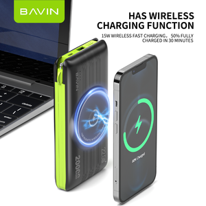 BAVIN <span class=keywords><strong>Powerbank</strong></span> 22.5W personalizzato <span class=keywords><strong>20000</strong></span> mAh Wireless Fast Charging <span class=keywords><strong>20000</strong></span> mah Power Bank con cavi per telefono PC067 - Product Image 3