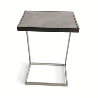 Ensemble de 2 tables d'appoint modernes, structure en métal doré avec plateau en marbre, tables d'appoint en forme de C pour salon, chambre à coucher