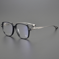 Monturas Ópticas Cuadradas de Acetato Sólido Premium, Montura Completa, Lentes Graduadas, Patillas Decorativas de Titanio, Unisex