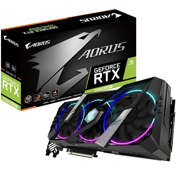 NVIDIA GIGABYTE AORUS GeForce RTX 2080 SUPER 8G,พร้อมการ์ดแสดงผล8GB GDDR6 256บิตที่มากที่สุดรับประกัน4ปี
