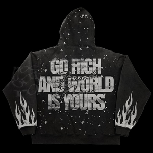 Brand Name 2024 Men's Oversized Zip-Up <b>Hoodie</b> Cotton Printed Flame Cross Design Hip Hop Style Autumn Wear Hoodies - Product Image 4