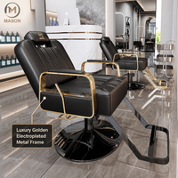 Fauteuil de Barbier Professionnel en Cuir PU, Robuste et Durable, avec Pompe Hydraulique, Inclinable et Réglable en Hauteur à 360°, Vente en Gros