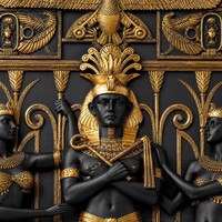 Impressions d'art égyptien antique noir et or, peinture murale sur toile, images décoratives de dieu pharaon en 3D