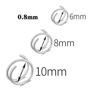 Anillo de <span class=keywords><strong>doble</strong></span> nariz de acero inoxidable a la moda, joyería corporal chapada en oro, patrón de labios, fosa nasal, anillos de aro de tabique falso para boda - Product Image 4