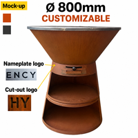 Barbecue Plancha en Acier Corten avec Rangement pour Bois de Chauffage, Certifié CE, pour Jardin Extérieur, Vente Directe Usine