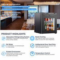 Mini réfrigérateur à ammoniac de 25 litres avec porte en verre, mini bar, réfrigérateur de chambre d'hôtel, type absorption, petit réfrigérateur